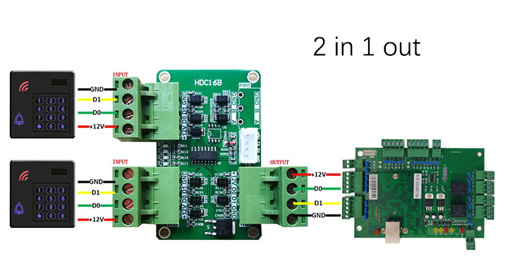 2 in 1 out Wiegand Converter